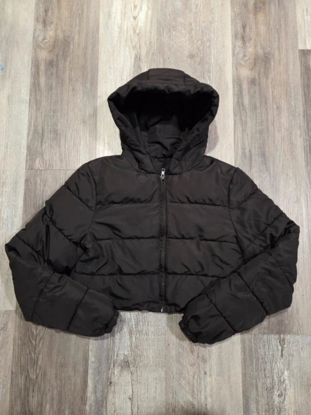 Women's Black Shein Cropped Puffer Jacket